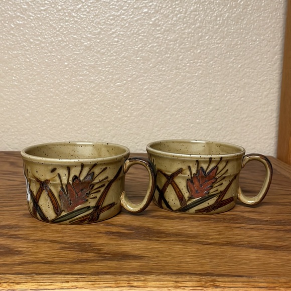 2 Vintage Otagiri Hand Painted Wheat Pattern Stoneware 14Oz Mugs Cups. - Picture 2 of 8